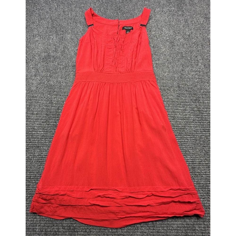 White House Black Market Dress Womens XS Red Sleeveless Ruffle A-Line All Season
